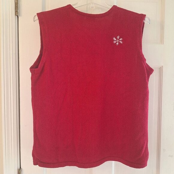 Vintage Bobbie Brooks Christmas Sweater Vest Skiing Snowmen Women's size XL - Picture 6 of 16